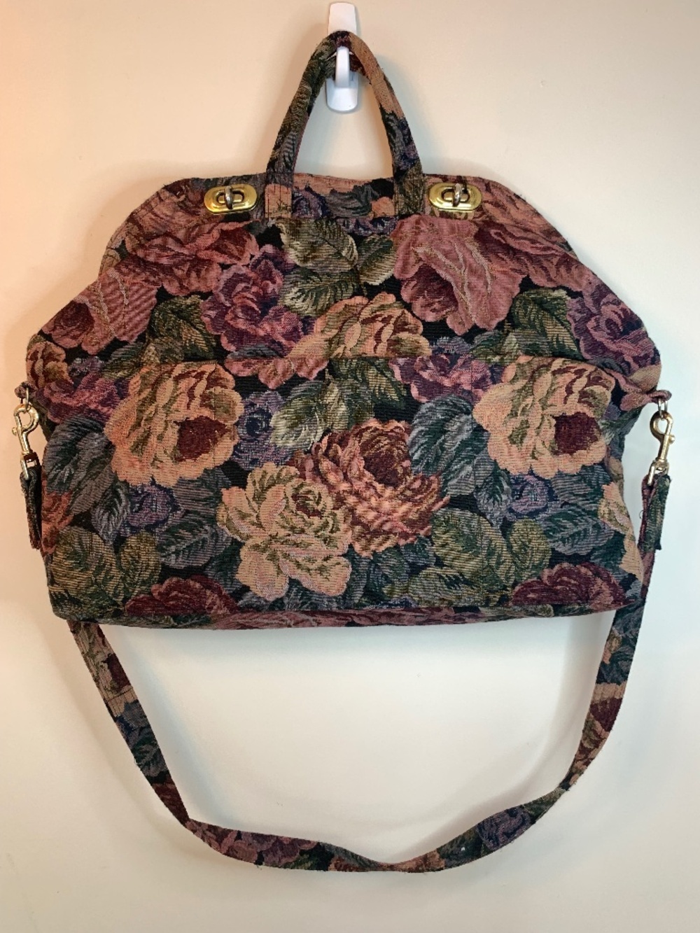 Vintage Multicoloured Floral Tapestry Carpet Bag